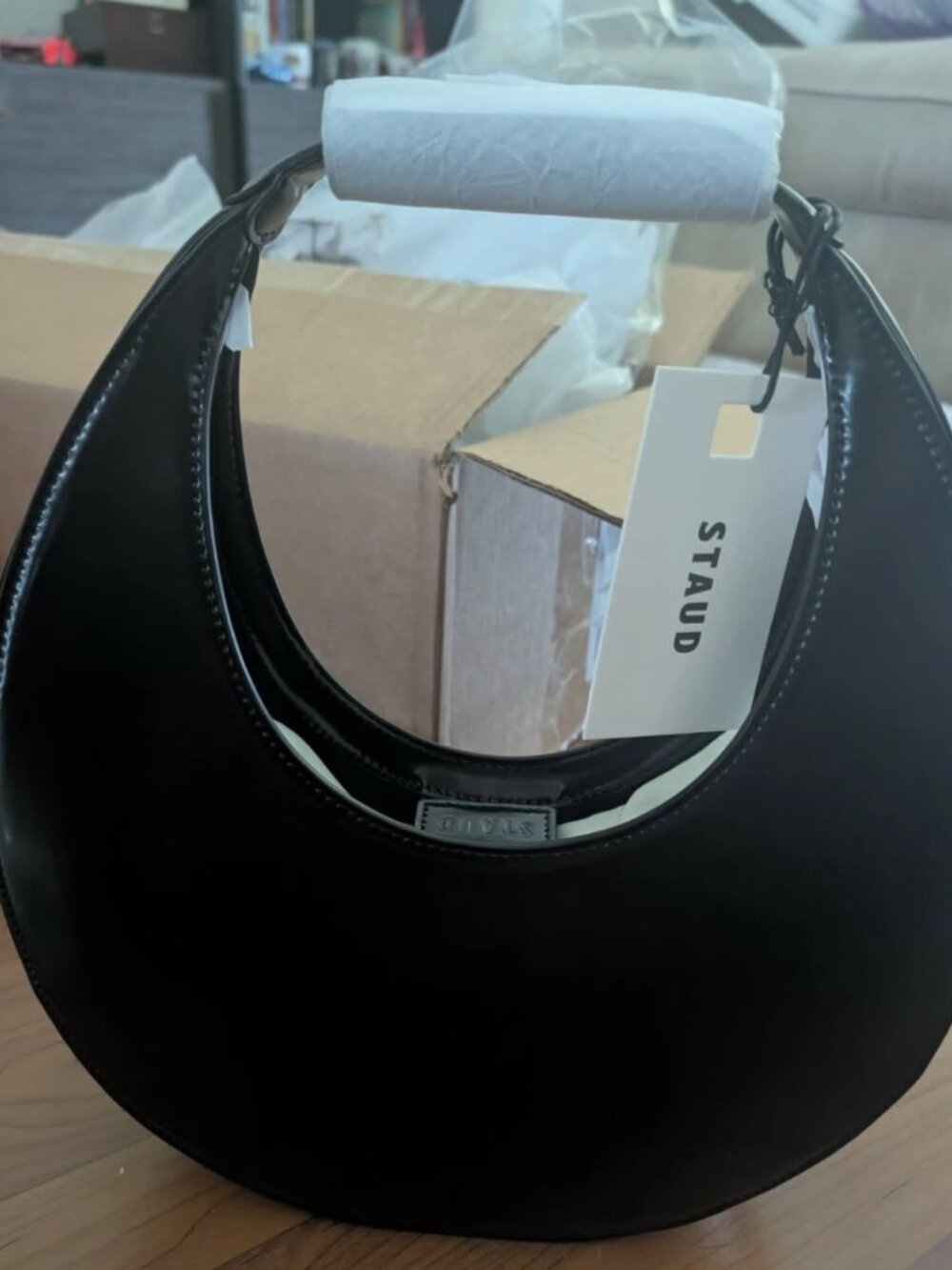 STAUD Moon Bag Black Polished